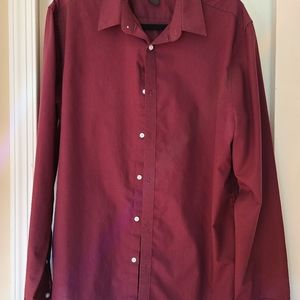 H&M Mens Maroon long-sleeved, button up shirt, XL
